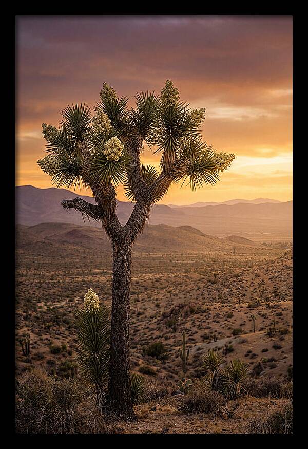 Joshua Tree Bloom At Sunset