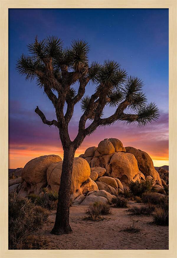 Joshua Tree Silhouette At Dusk