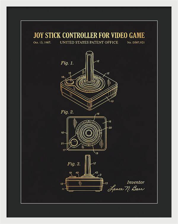 Joystick Controller Nes Advantage Gold Patent Usd307921s
