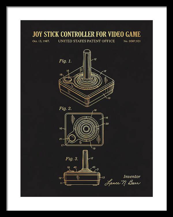Joystick Controller Nes Advantage Gold Patent Usd307921s