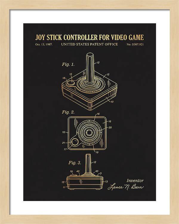 Joystick Controller Nes Advantage Gold Patent Usd307921s