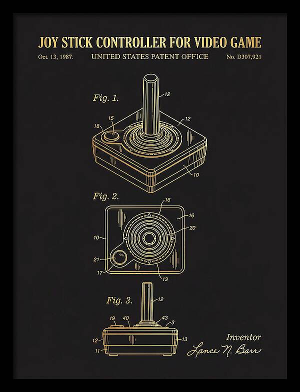 Joystick Controller Nes Advantage Gold Patent Usd307921s