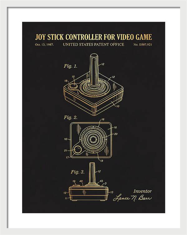Joystick Controller Nes Advantage Gold Patent Usd307921s