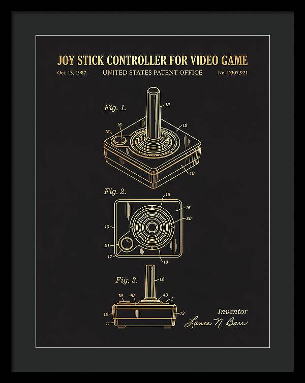 Joystick Controller Nes Advantage Gold Patent Usd307921s