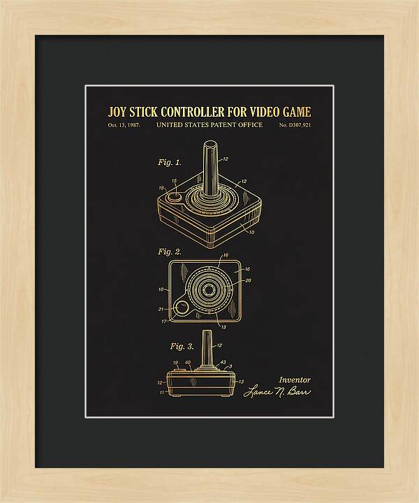 Joystick Controller Nes Advantage Gold Patent Usd307921s