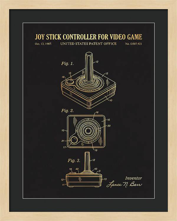 Joystick Controller Nes Advantage Gold Patent Usd307921s