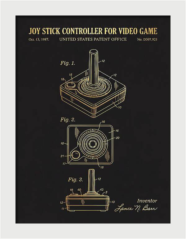 Joystick Controller Nes Advantage Gold Patent Usd307921s