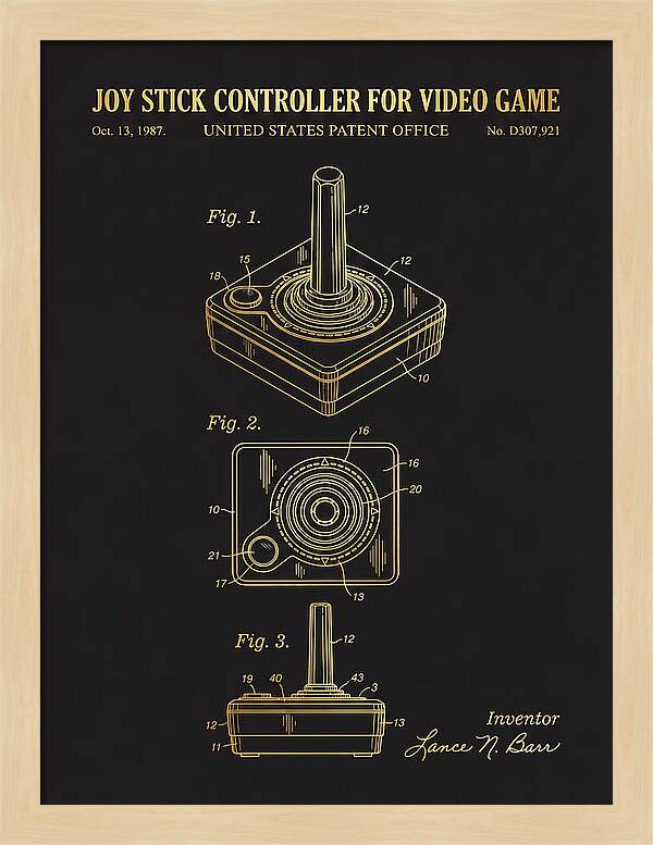 Joystick Controller Nes Advantage Gold Patent Usd307921s