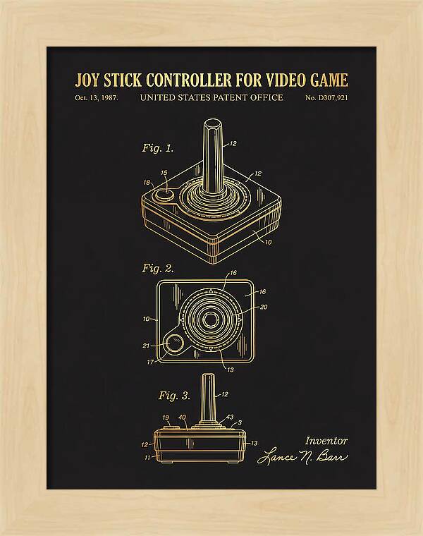 Joystick Controller Nes Advantage Gold Patent Usd307921s