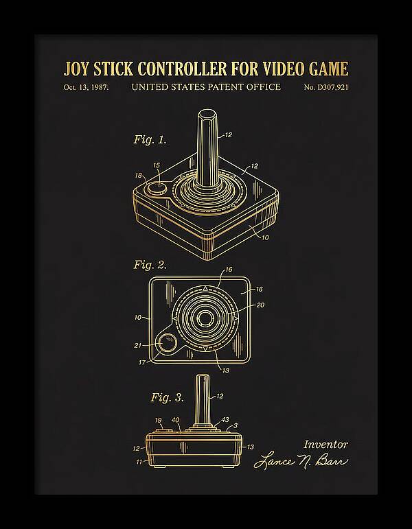 Joystick Controller Nes Advantage Gold Patent Usd307921s