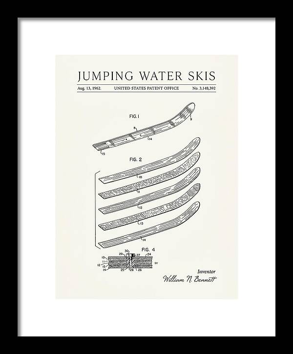 Jumping Water Skis Minimalist Patent Us3148392a
