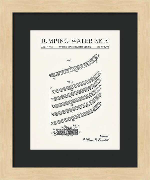 Jumping Water Skis Minimalist Patent Us3148392a