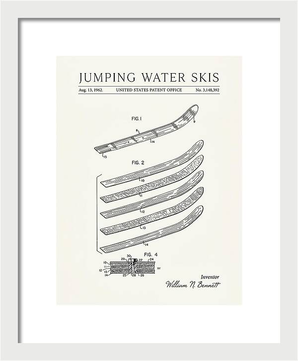 Jumping Water Skis Minimalist Patent Us3148392a