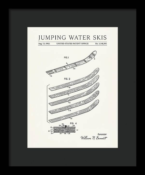 Jumping Water Skis Minimalist Patent Us3148392a