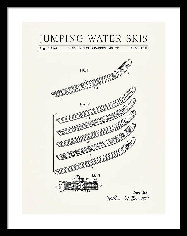 Jumping Water Skis Minimalist Patent Us3148392a