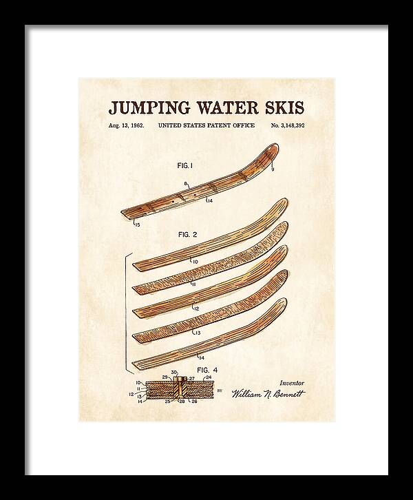 Jumping Water Skis Watercolor Patent Us3148392a