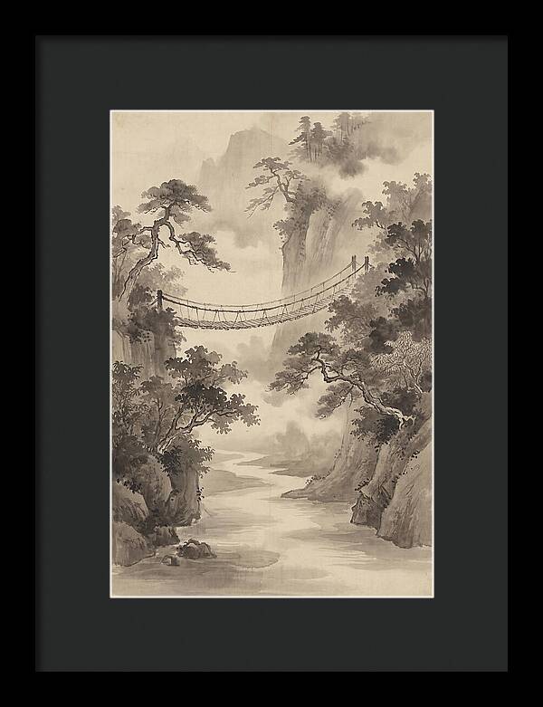 Jungle Rope Bridge Over River