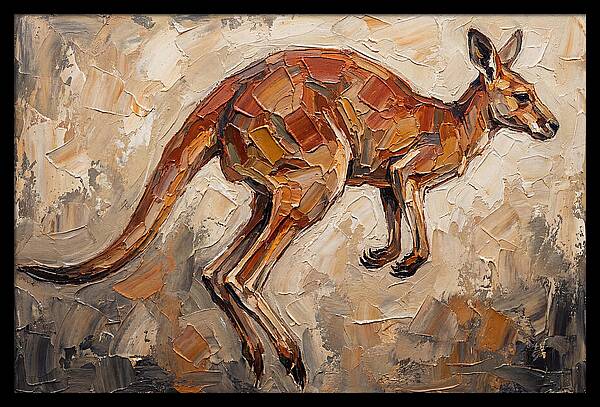 Kangaroo Leaping Through Landscape