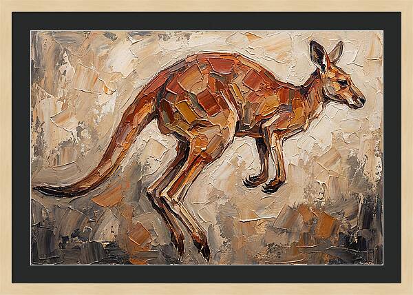 Kangaroo Leaping Through Landscape