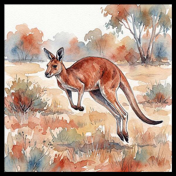 Kangaroo Leaping Through Nature
