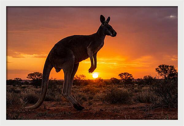Kangaroo Shadows Against Twilight