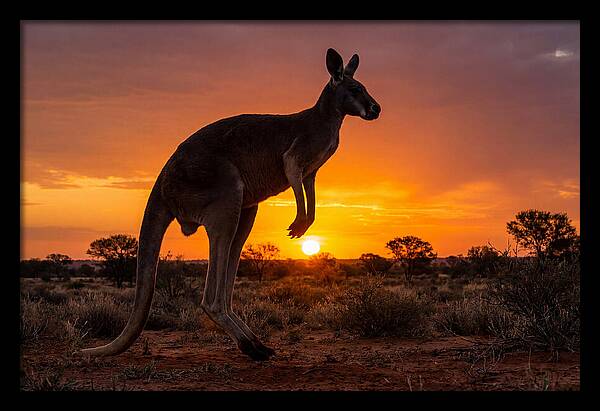 Kangaroo Shadows Against Twilight