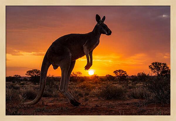 Kangaroo Shadows Against Twilight