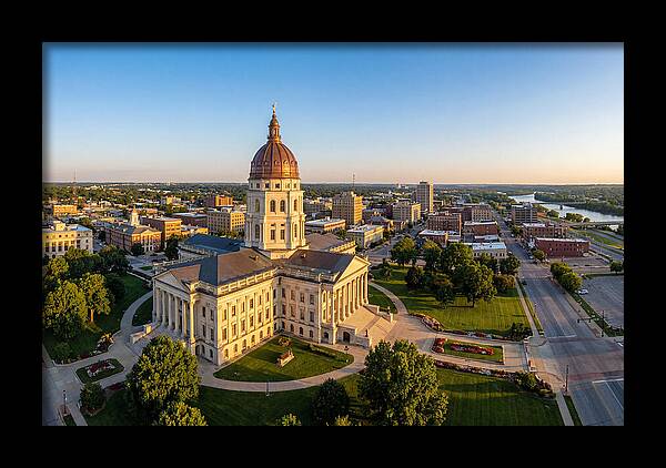 Kansas State Capitol At Sunset