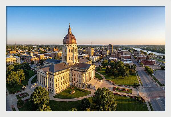 Kansas State Capitol At Sunset