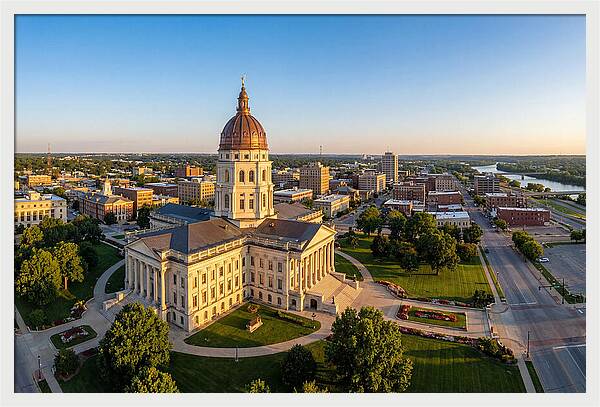 Kansas State Capitol At Sunset