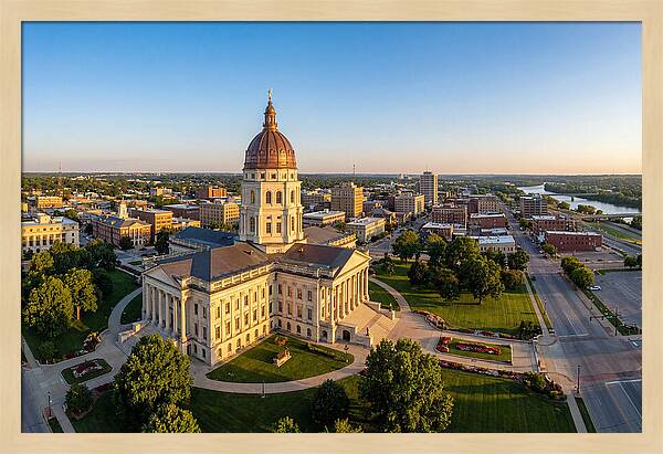 Kansas State Capitol At Sunset