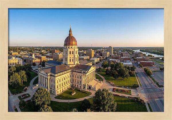 Kansas State Capitol At Sunset