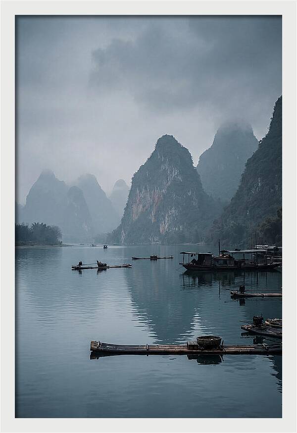 Karst Peaks Reflected In Water