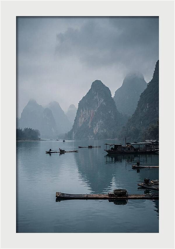 Karst Peaks Reflected In Water