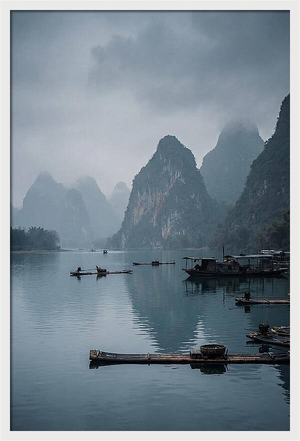 Karst Peaks Reflected In Water