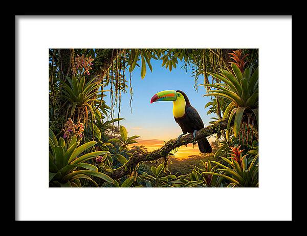 Keel Billed Toucan Perched At Sunset