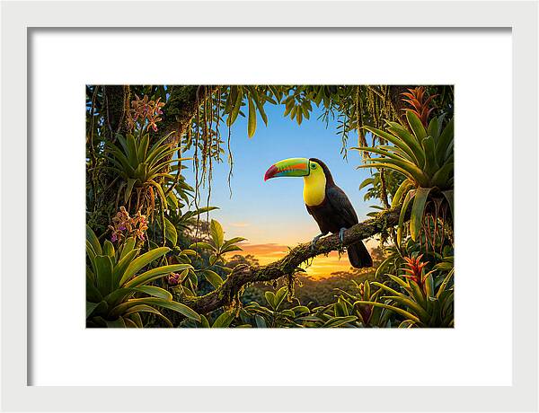 Keel Billed Toucan Perched At Sunset