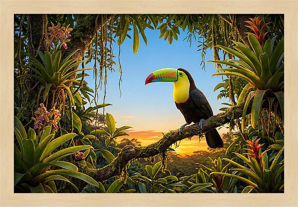 Keel Billed Toucan Perched At Sunset
