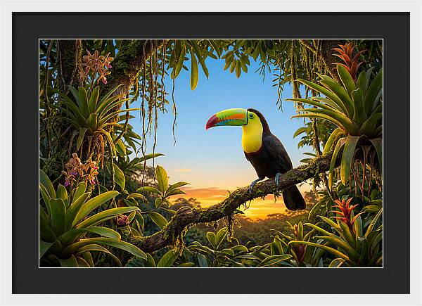 Keel Billed Toucan Perched At Sunset