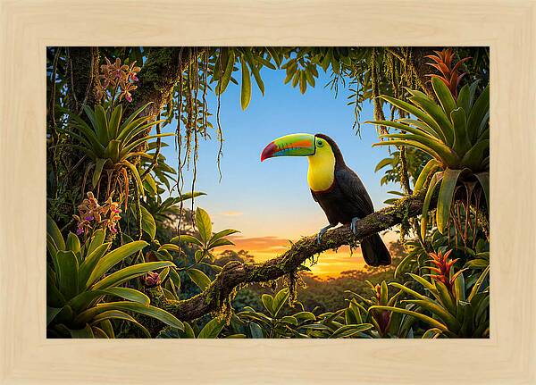 Keel Billed Toucan Perched At Sunset