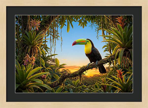 Keel Billed Toucan Perched At Sunset