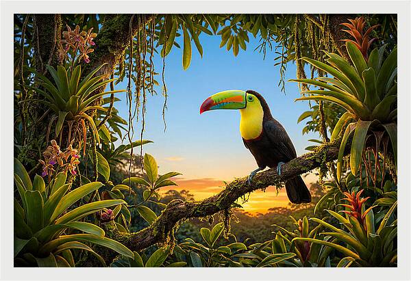 Keel Billed Toucan Perched At Sunset