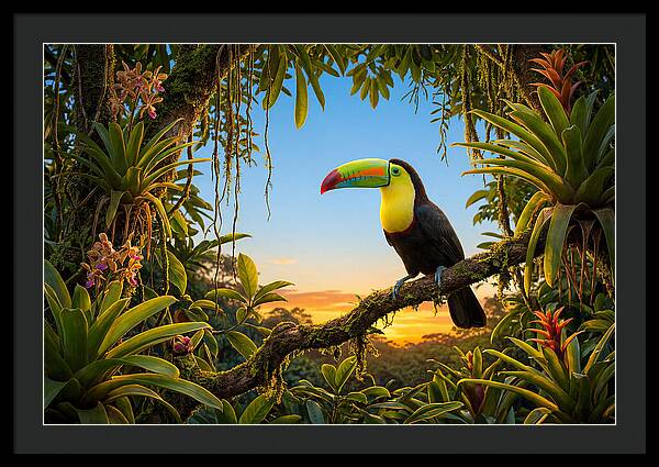 Keel Billed Toucan Perched At Sunset