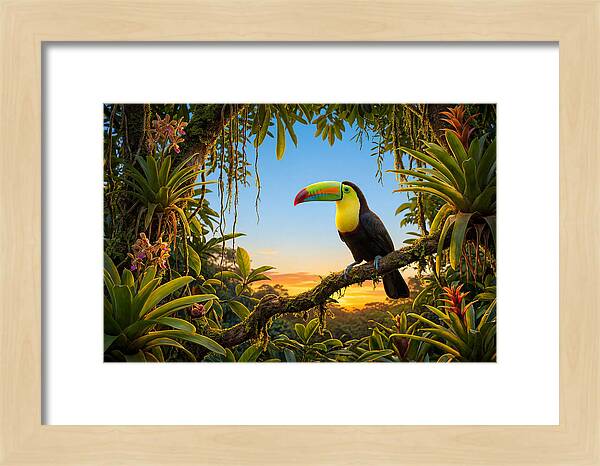 Keel Billed Toucan Perched At Sunset