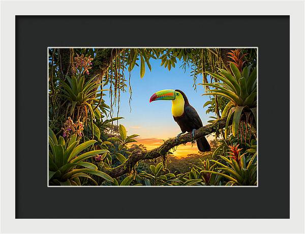 Keel Billed Toucan Perched At Sunset