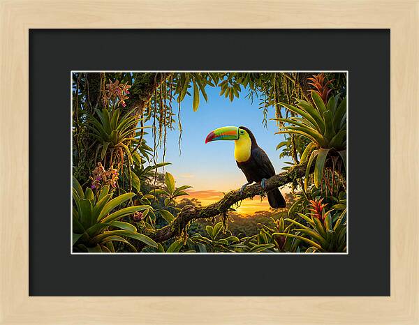 Keel Billed Toucan Perched At Sunset