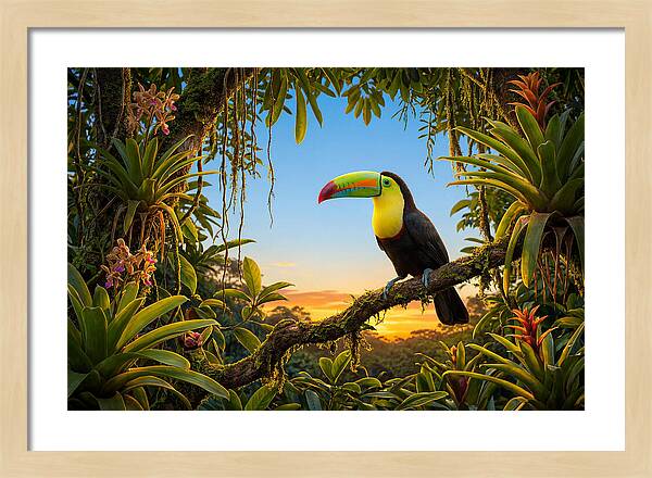 Keel Billed Toucan Perched At Sunset