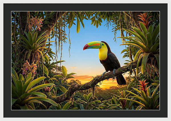 Keel Billed Toucan Perched At Sunset
