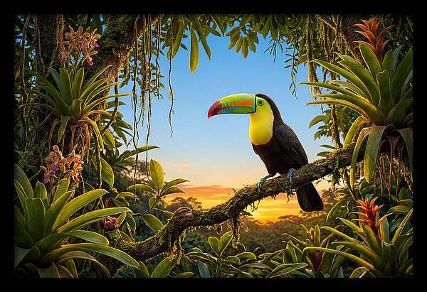 Keel Billed Toucan Perched At Sunset