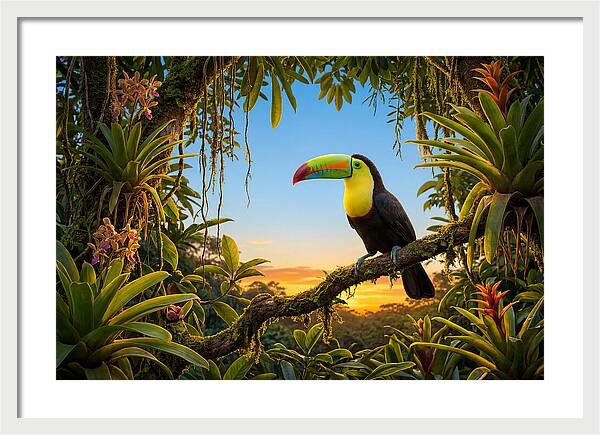 Keel Billed Toucan Perched At Sunset